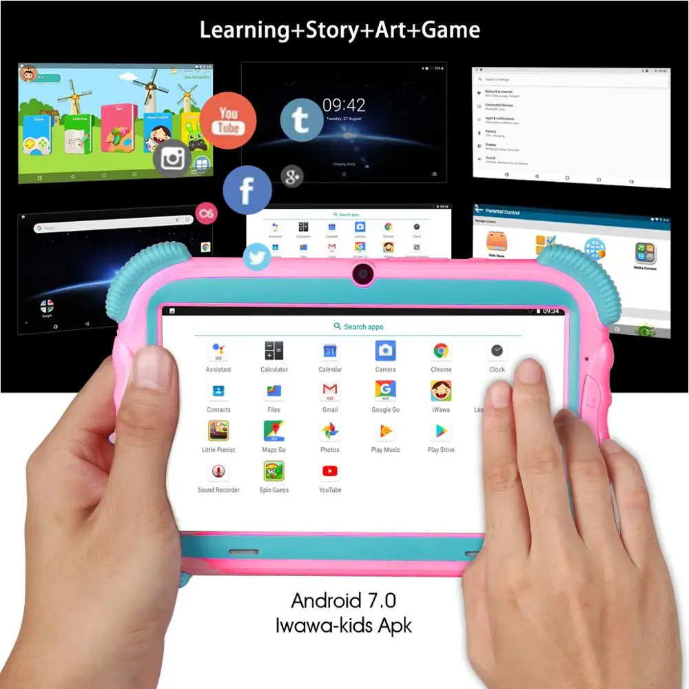 K78 детский планшет 7 дюймов Android 8,1 16GB Babypad Edition ПК с Wifi и камерой GMS Сертифицированный поддерживаемый детский чехол-подставка
