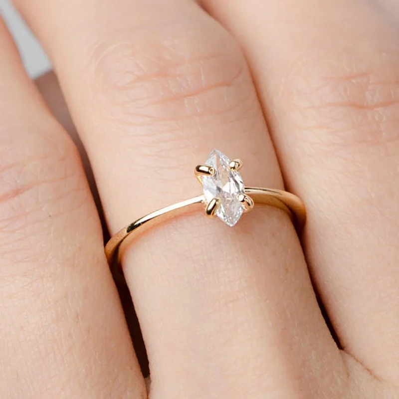 

Simple White Diamond Engagement Wedding Love Ring Size 6-10