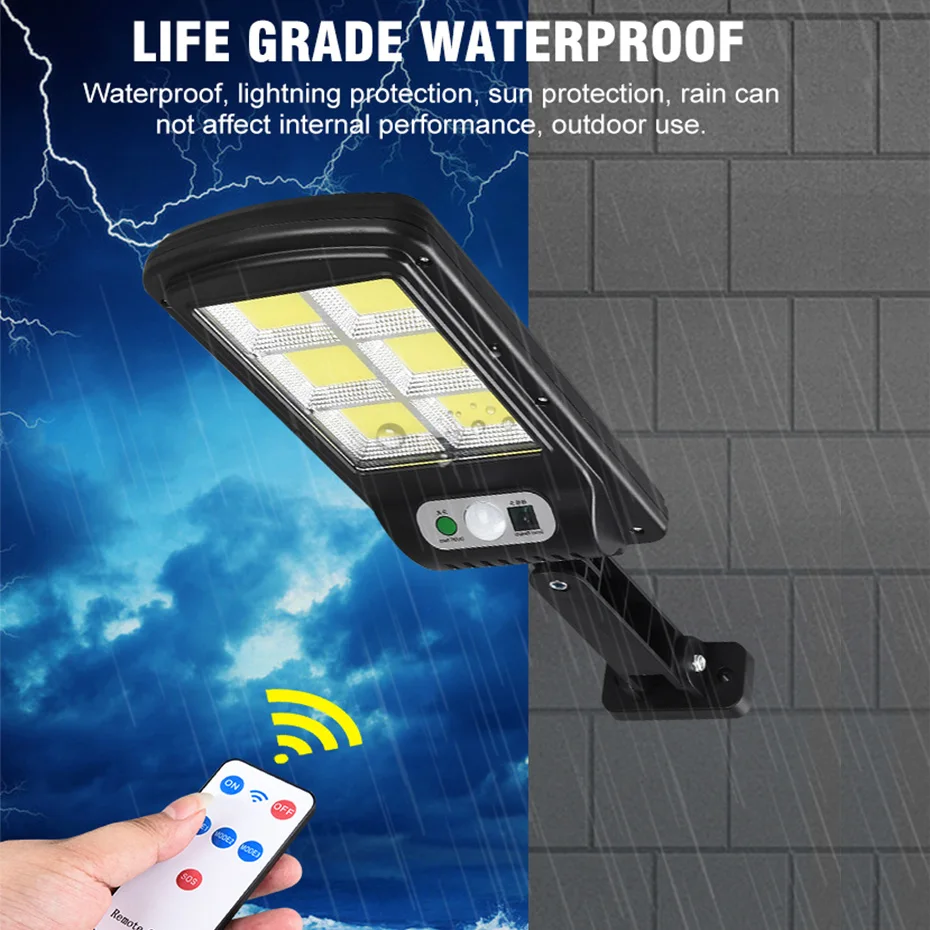 

100 108 120 128 COB 98 SMD уличный светильник на солнечной батарее, уличный светильник с пассивным ИК датчиком движения, настенный светильник с дистан...