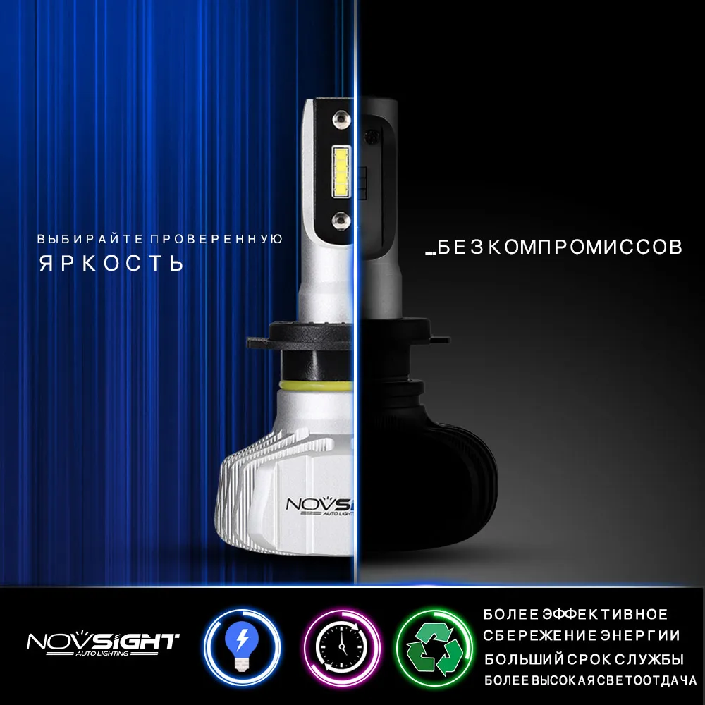 NOVSIGHT H7 светодиодные лампы H4 диодные лампы для авто H1 H8 H11 комплект фар 9005 HB3 9006 HB4 для Авто 12V Светодиодный светильник 50W 10000LM