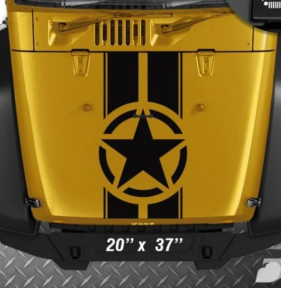 Для Jeep Wrangler TJ LJ JK Star Военная наклейка в полоску виниловая на капот автомобиль