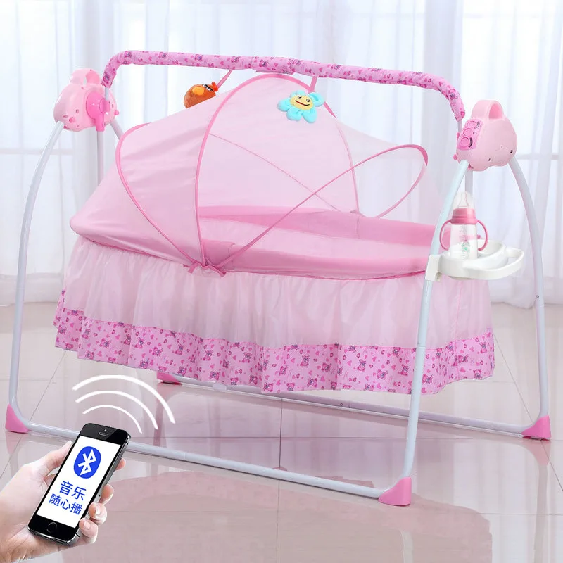 Baby Auto Swing Bed Electric Newborn Cradle Sleeping Rocker Rocking Chair With Music Folding Baby Bassinet baby wippe elektrisch