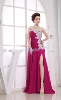 free shipping vestidos para festa 2015 new style rhinestone sexy one shoulder lace appliques purple chiffon long prom dresses