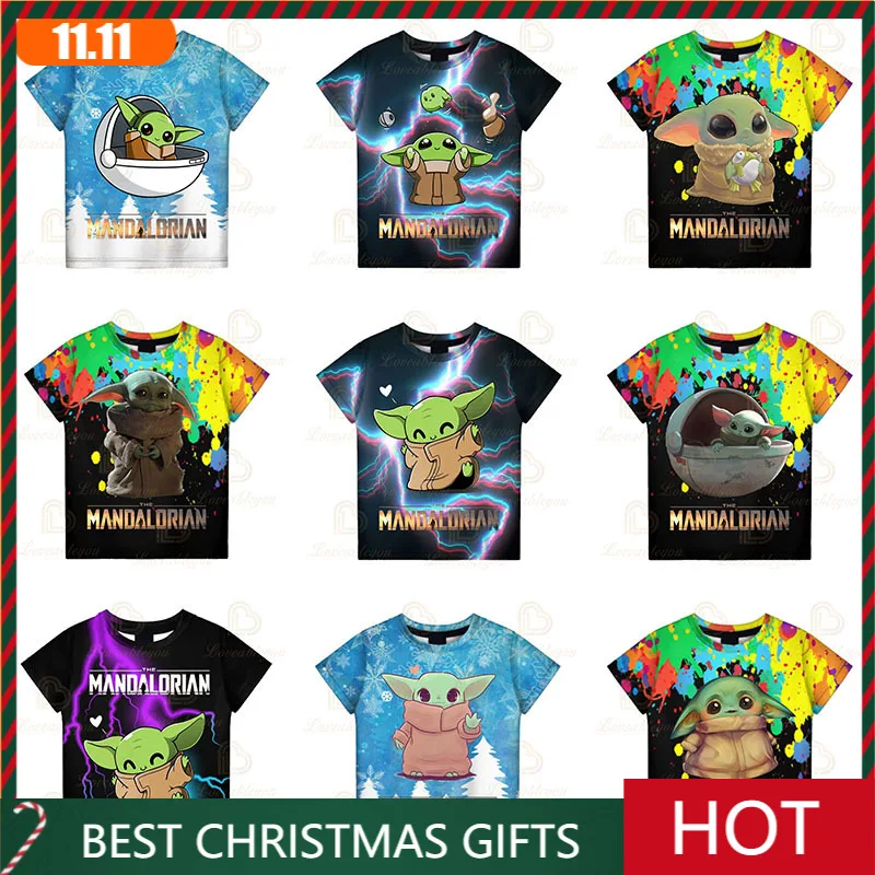 

Baby Yoda Print 3D T-shirt Boys Girls Tops Boy Girl Cute Disney Design T-shirt Fashion 3D Printed Kids Short Sleeve Tshirt