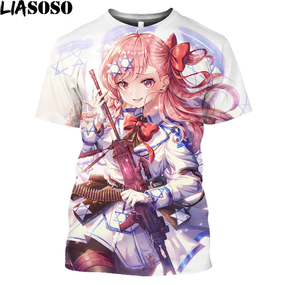 

LIASOSO New Fashion 3D Print Women Men Anime Girl Frontline Tshirt Summer T-shirt Hip Hop Pullover Harajuku Casual SHORT Sleeve