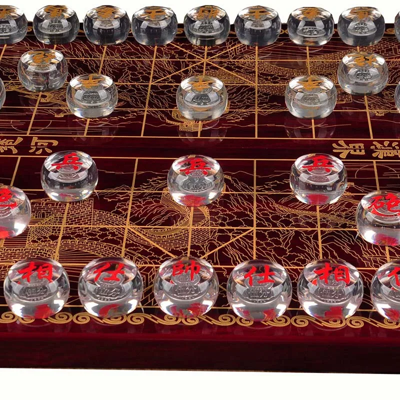 

Wooden Folding Board Luxury Chess Large Crystal Pieces Business Gifts Chinese Chess Boutique Ajedrez Madera Family Games EK50QL