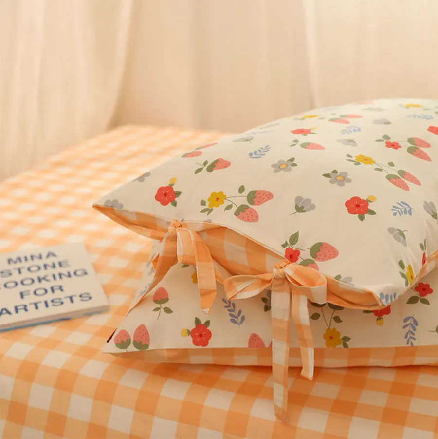 

cute sweet strawberry flower bedding set kid teen,lovely cotton twin full queen home textile bed sheet pillowcase duvet cover