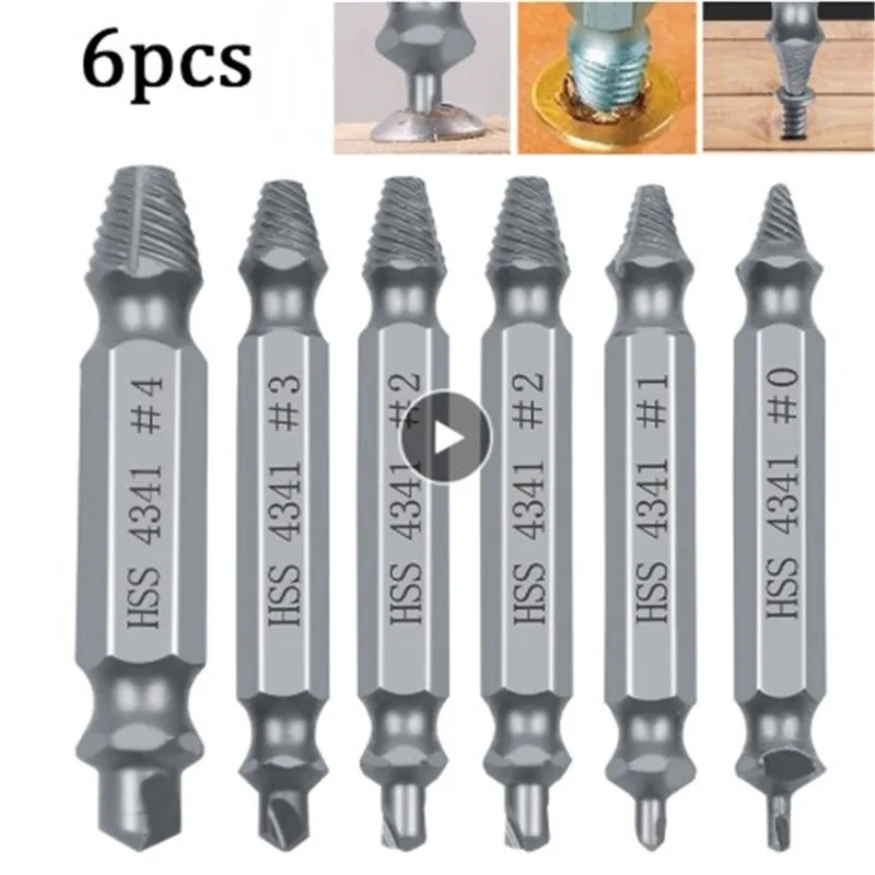 6 шт. набор поврежденных винтовых сверло для извлечения легко вынимать сломанный
