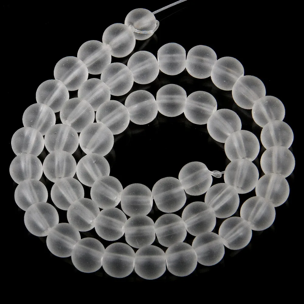 Матовые Белые стеклянные бусины круглые для изготовления украшений вручную