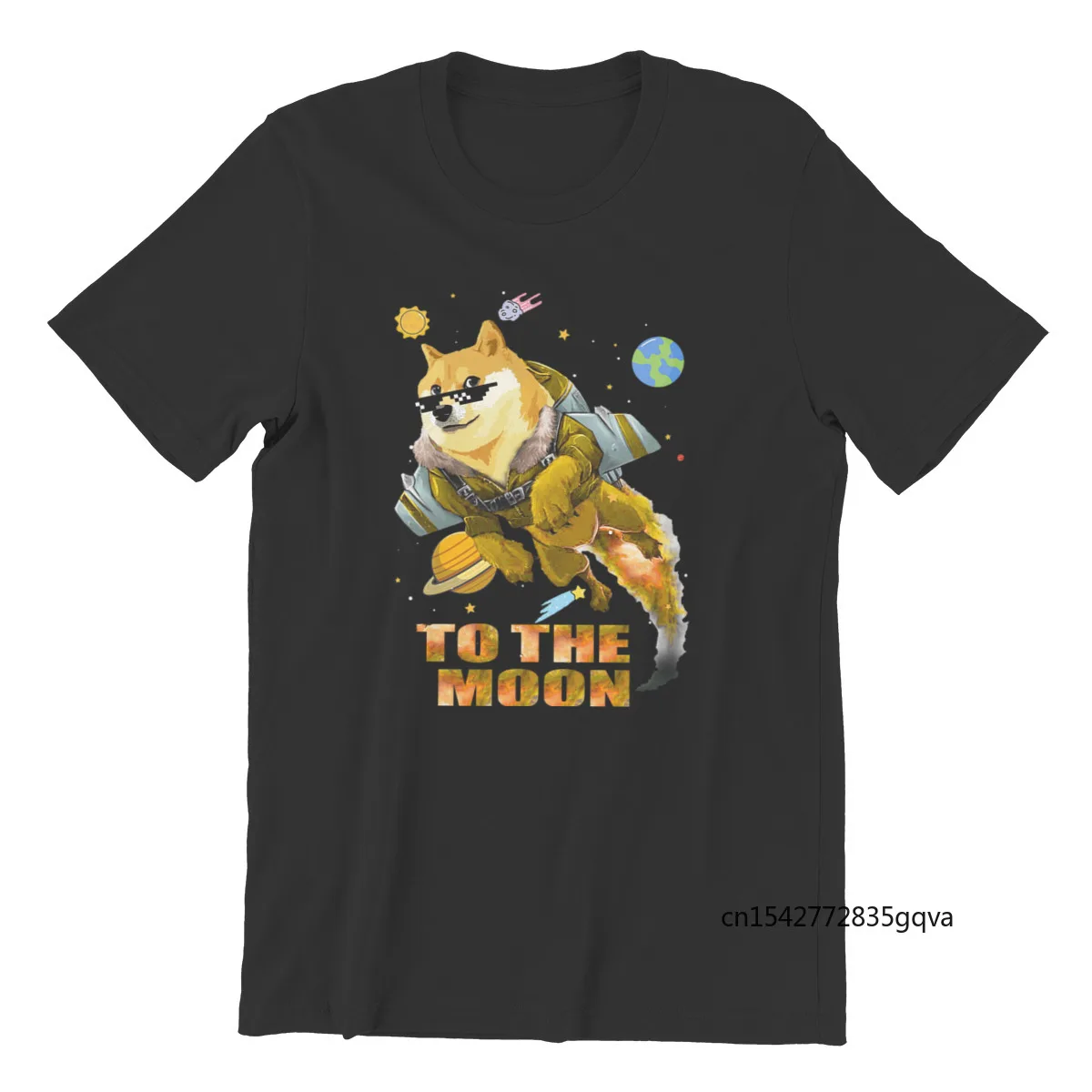 

Doge To The Moon and Beyond Fashion Round Customize High Street Male T-Shirts Men Clothing