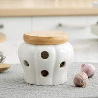 japanese style hollow storage jar ventilated ceramic storage jar kitchen ginger garlic storage box home decoration ornaments