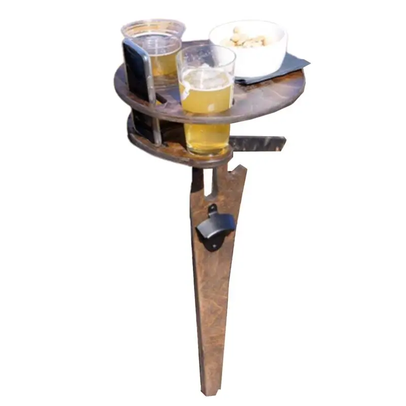 

Dropship 1/2 layer Outdoor Portable Foldable Wine Table with Round Desktop Wooden Easy To Carry Rack PicnicParty Travel Tool
