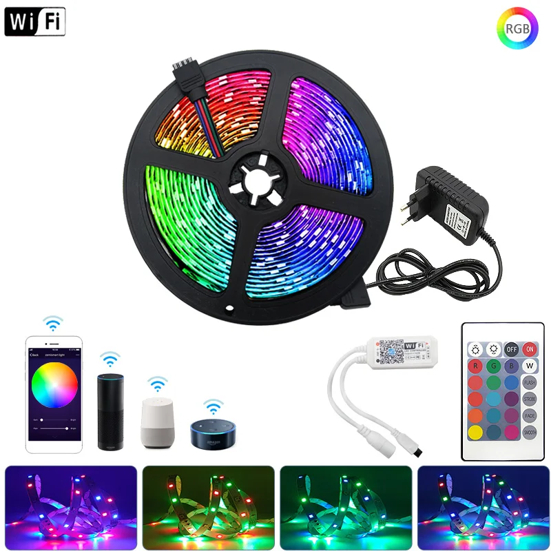 ИК Светодиодная лента 5 м 10 RGB Wifi Водонепроницаемая 15 20 5050 светильник 30