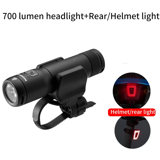 With rear light ROCKBROS Велосипед Свет водонепроницаемый Led Внешний аккумулятор USB Аккумуляторная Сменный Аккумулятор 700 Люмен 2600mAh - Цвет: With rear light