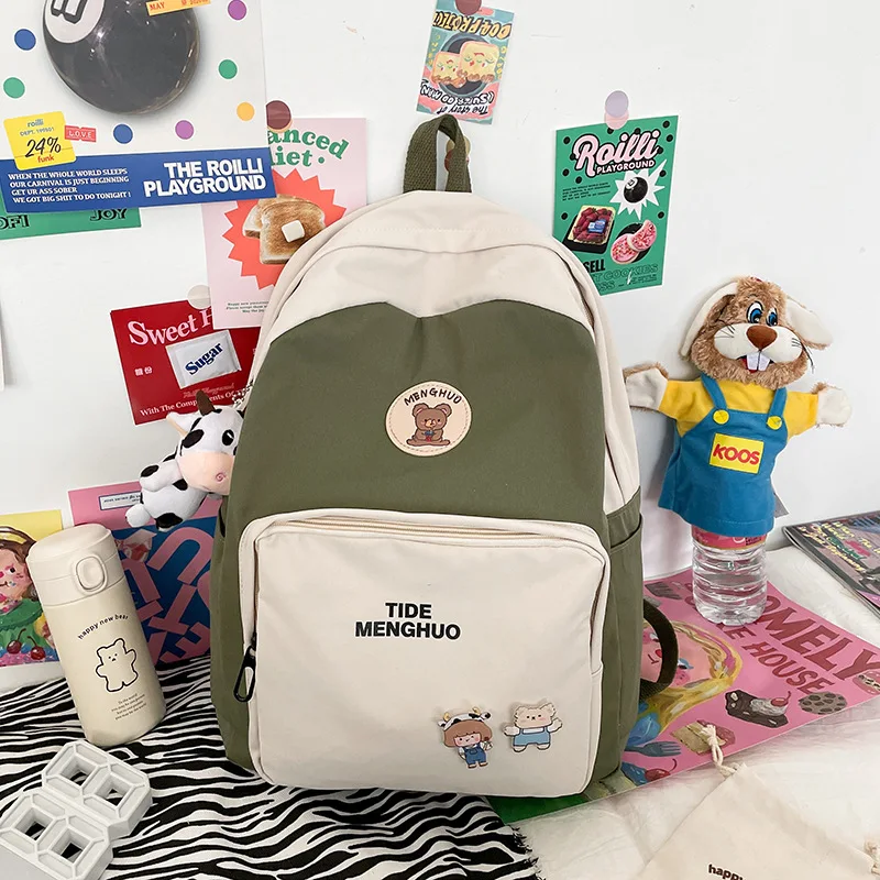 

2021 New College Bookbag Casual Women Solid Color Backpack Travel Mochila For Girls School Bag Fashion Female Canvas Rucksack