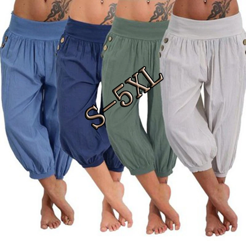 

Coldker Medieval Renaissance Sexy Pirate Viking Costume Women Loose Beach Capris Band Trouser Harem Pants For Adult Plus Size