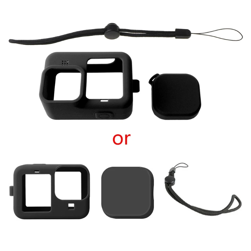 

Silicone Camera Sleeve Lens Cap Cover Anti-lost rope for GoPro- Hero 9 Protective Frame Case Shell Accessories