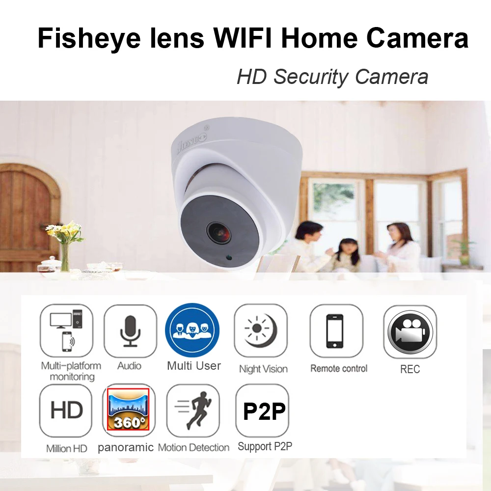 Ip-камера видеонаблюдения JIENUO 1080P HD беспроводная инфракрасная купольная Wi-Fi умный