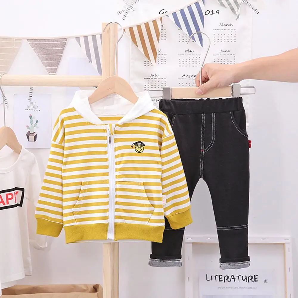 Коллекция 2019 года осенне-зимняя модная одежда для маленьких мальчиков полосатый