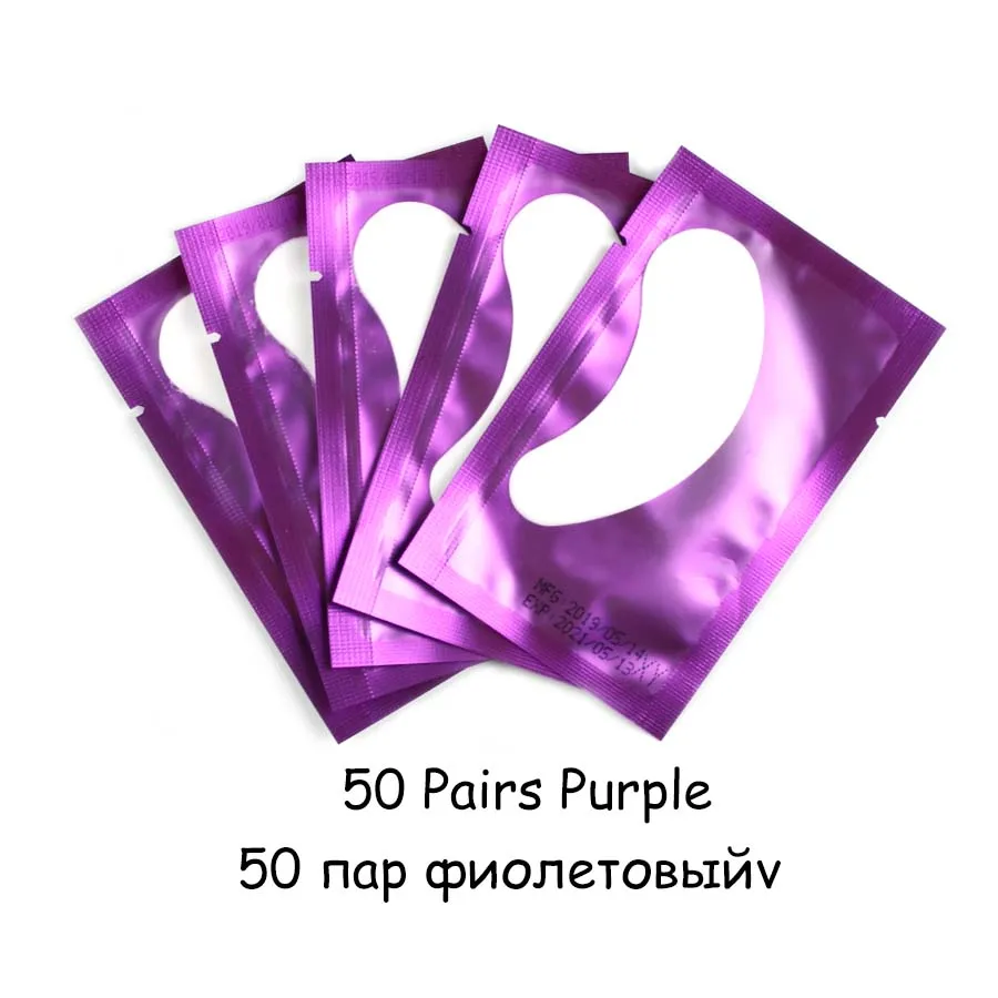 50 pairs Purple 20/50/100 пар Фиолетовый Бумага патчи привитые глаз наклейки для ресниц кругов под глазами колодки глаз Бумага патчи советы Стикеры AILYRISS - Цвет: 50 pairs Purple