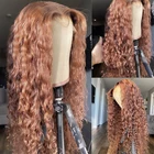 Парик из натуральных вьющихся волос на сетке спереди, парик из человеческих волос коричневого цвета, бразильский парик с предварительно выщипанной сеткой спереди, парик на сетке 4*4 Для Женщин