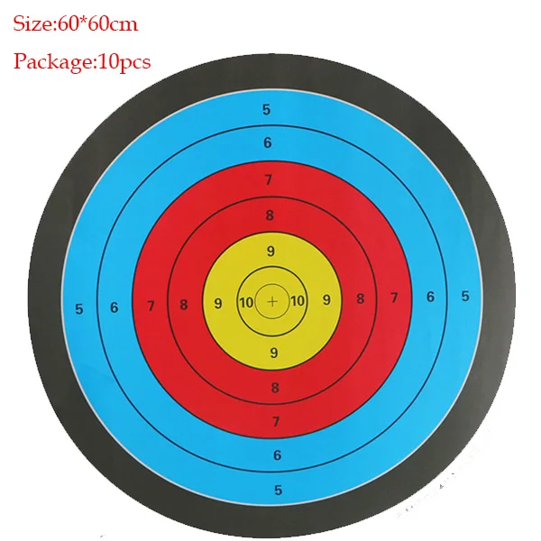 60x60cm 10 шт. бумага для мишени соревнований тренировочная практика мишень для стрельбы из лука лист бумаги для рекурсивного/поперечного лука открытый - Цвет: 60x60cm