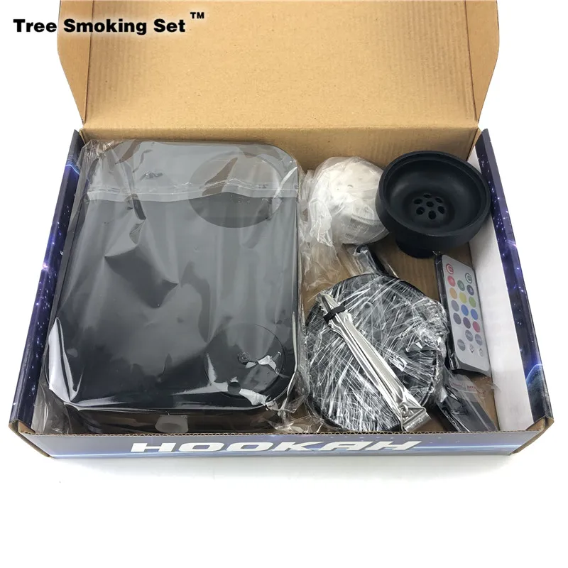 

Smoking Water Pipe With LED Light factory wholesale Drop Shipping Acrylic Hookah Shisha Black Narguile Nargile Accessories