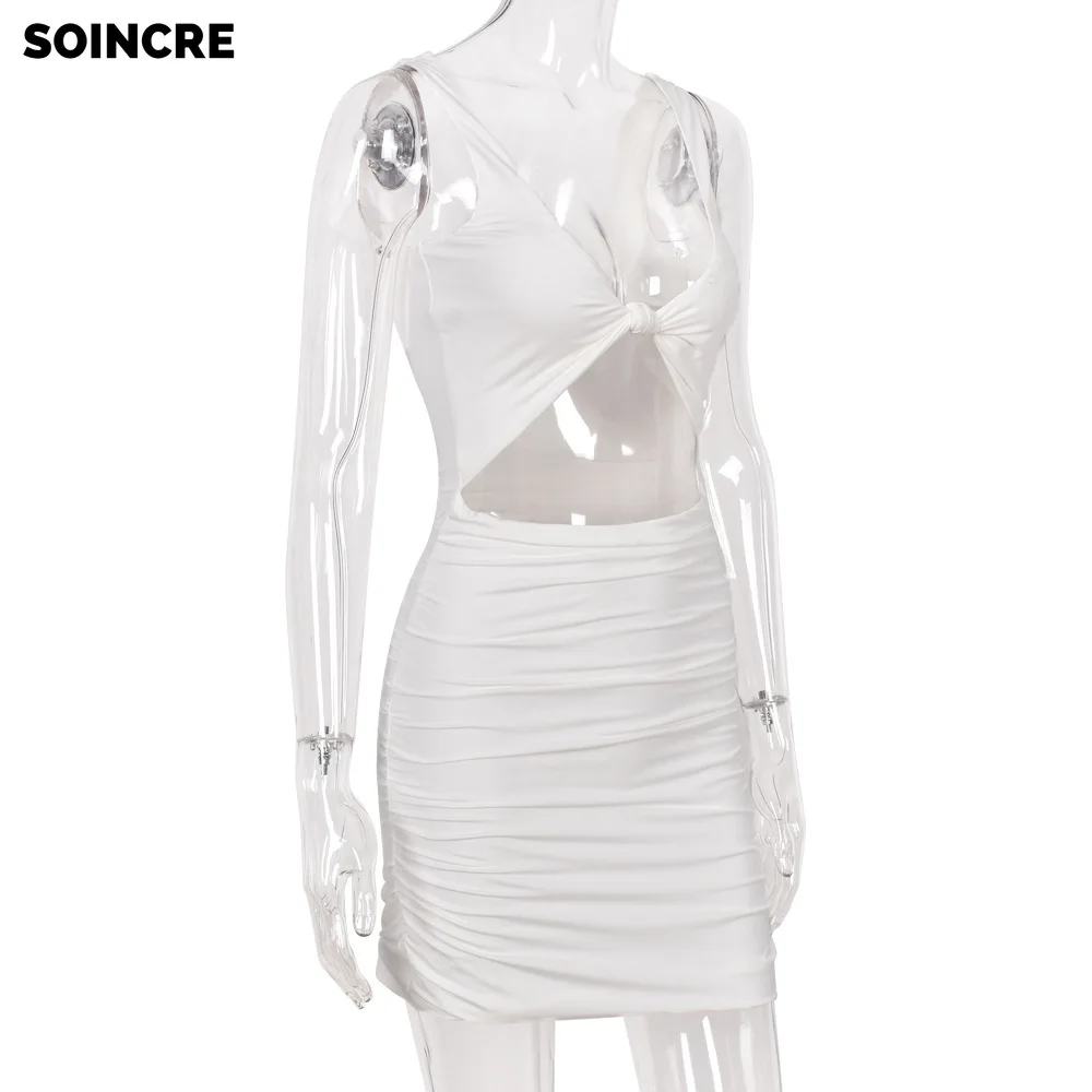 

2021 Summer Explosive Pure Color Sexy Slim Navel Halter Sling Dress Hollow Irregular Halter Pleated Navel One-Step Skirt Women