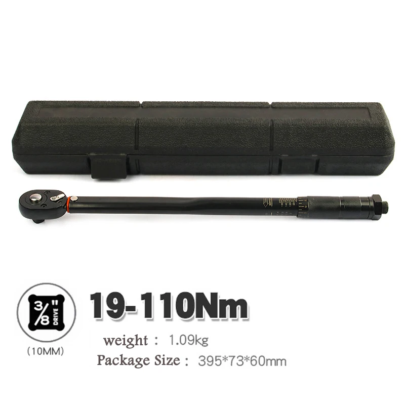 

3/8 Torque Preset Torque Wrench Drive Tool 19-110Nm Two-way Adjustment Spanner Auto Repair Hand Tools Car Bike Repair Hand Tool