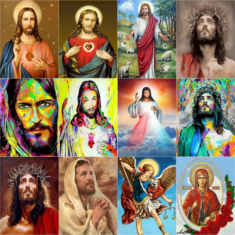 Набор для рисования по номерам GATYZTORY Jesus Oil Paint ing номерам|Картины номерам| |