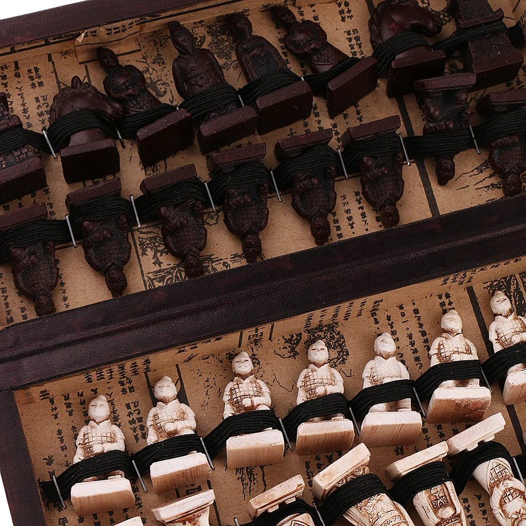 Chinese Chess Set Folding Wooden Resin Antique Red Board Game Shape | Спорт и развлечения