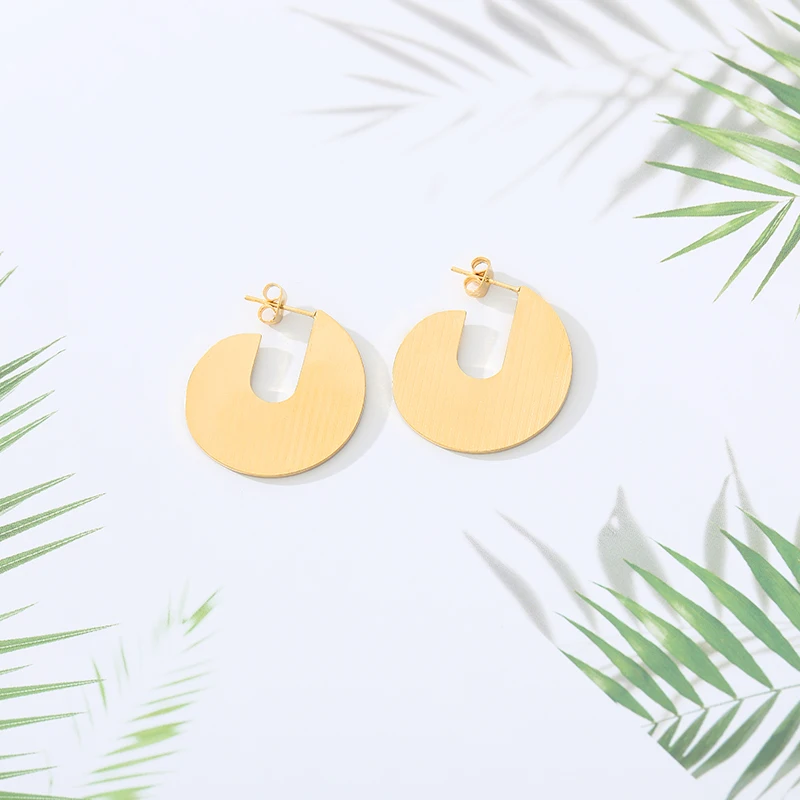 New to the ring ear Geometric semicircle Glamour woman jewelry Gold stainless steel earrings Gift for best fri | Украшения и