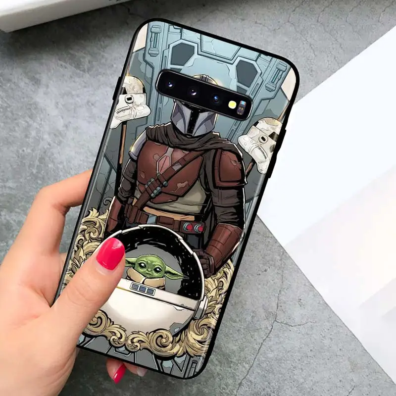 

The Baby Yoda for Samsung Galaxy S21 Ultra Plus Note 20 10 9 8 S10 S9 S8 S7 S6 Edge Plus Black Soft Phone Case