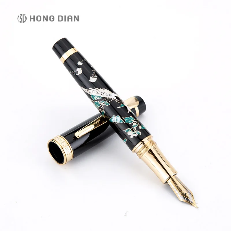 HongDian ручная роспись перьевая ручка синий девочек на вечеринки цветок перо 0 5 мм