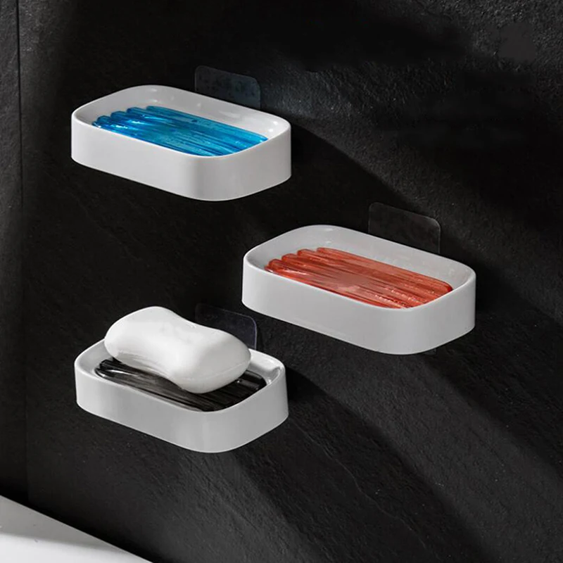 

Soap Rack No Drilling Wall Mounted Double Layer Soap Holder Soap Sponge Dish Bathroom Accessories