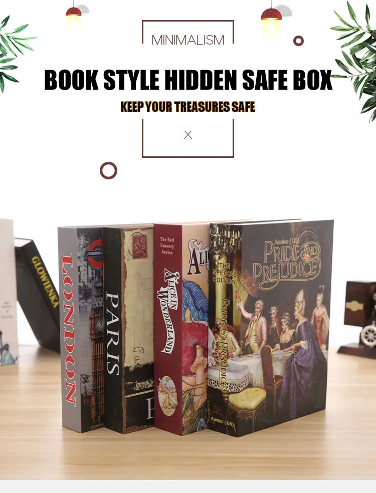 Livro Estilo Hidden Safe Box Senha Simulação Fechadura com Chave Combinada Caixa Secreta Casa Carro Dinheiro Jóias Cofres Telefônicos Viagem 6 Fechadura com Chave Combinada, Caixa Secreta, Casa,