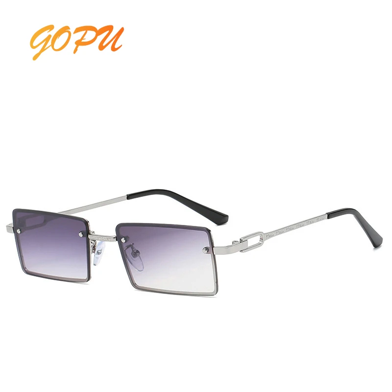 

Wemen's Rectangular Sunglasses Metal Frame Personality Retro Glasses Men Brand Designer Fashion Luxury Street Shooting Glasses