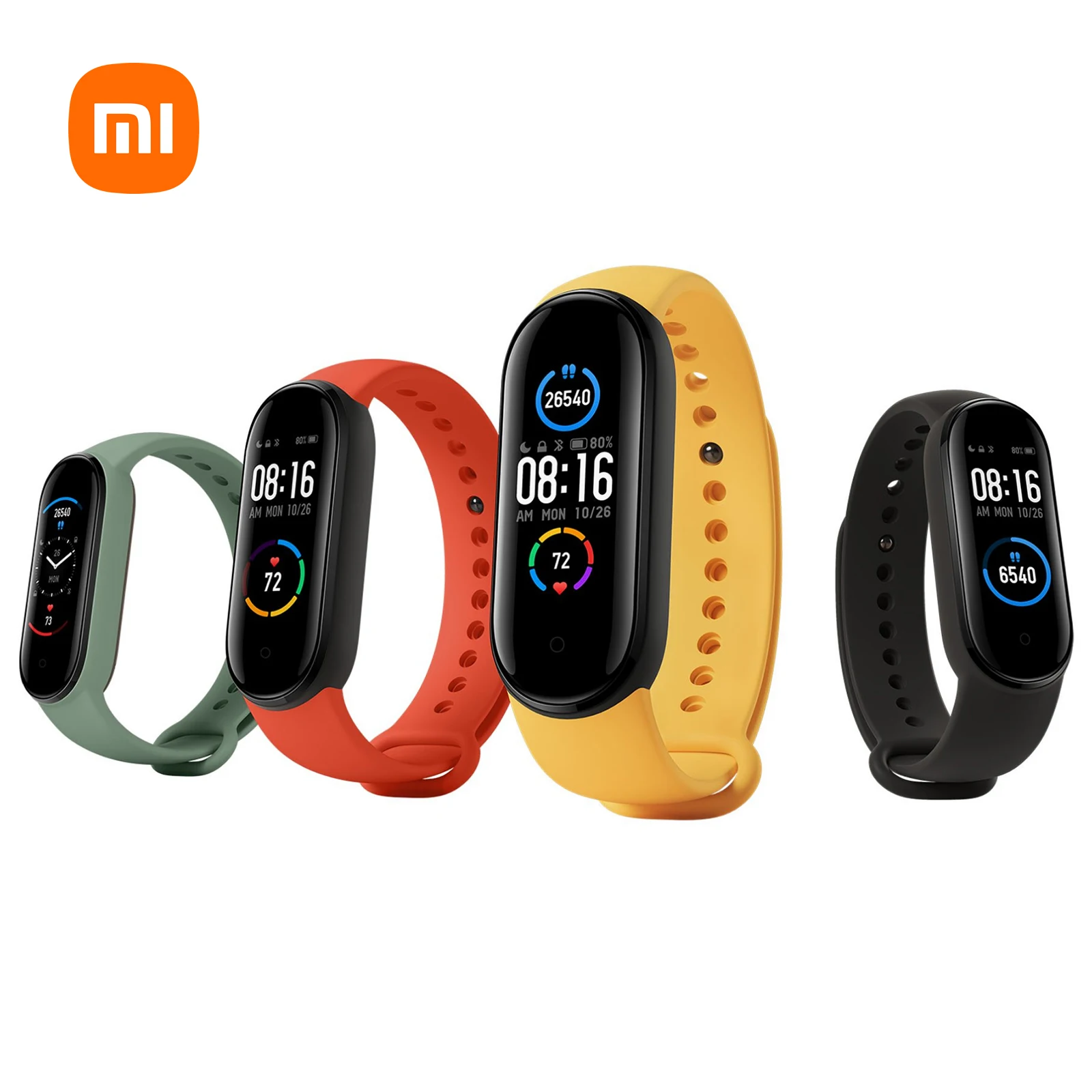 Смарт браслет Xiaomi Mi Band 5 с большим AMOLED экраном 1:1 пульсометром фитнес трекером