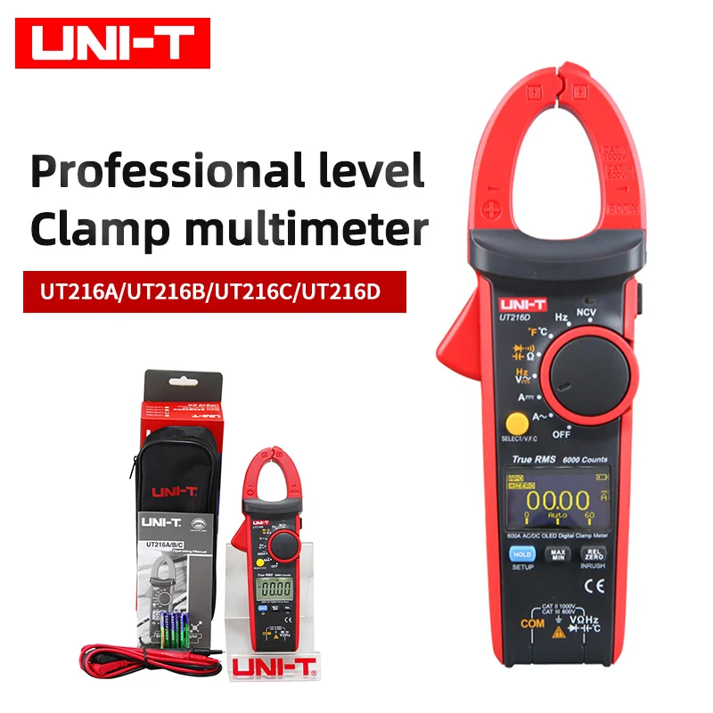 Цифровой зажим измеритель UNI T UT216D 600A NCV V.F.C аналоговый фонарь с ЖК дисплеем и