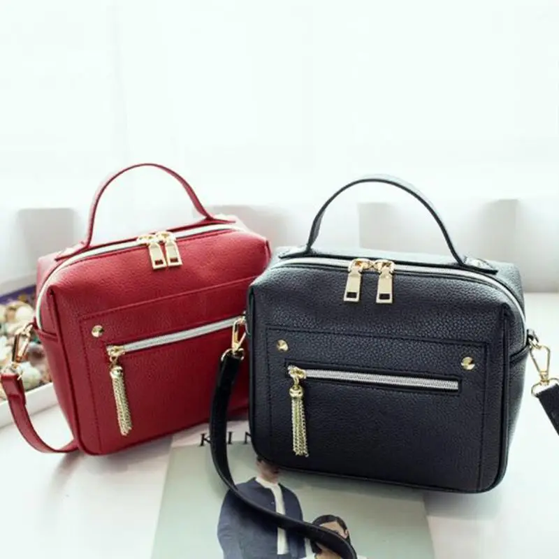 Новинка 2020 модные однотонные женские Сумки из искусственной кожи с кисточками