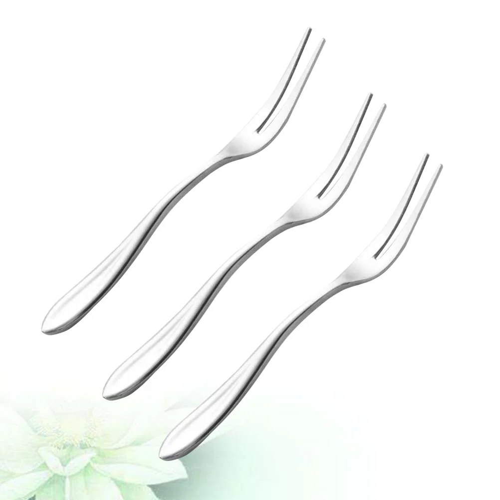 

3pcs Stainless Steel Household Fruit Forks Tableware Flatware Kitchen Gadget for Home Restaurant Hotel (Silver)