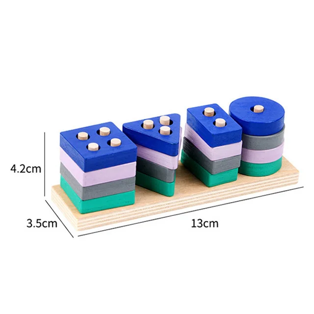 

Baby Montessori Toy Wooden Building Blocks Intelligence Puzzle Board Shape Matching Early Learning Educational Toys for Kids