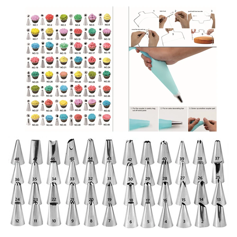 106 шт./компл. инструменты для украшения торта набор вертушки глазурь наконечники