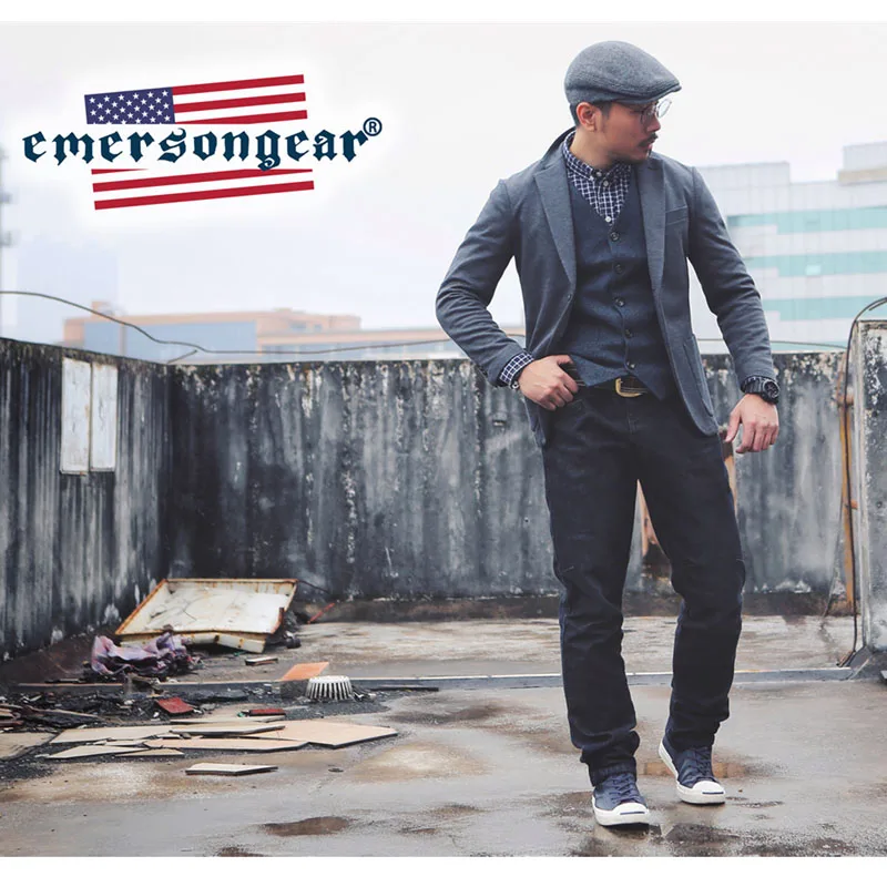 Emersongear Emerson синие джинсы в тактическом стиле растягивающиеся эластичные джинсы джинсовые черные брюки CS Wargame страйкбол брюки - Цвет: Black