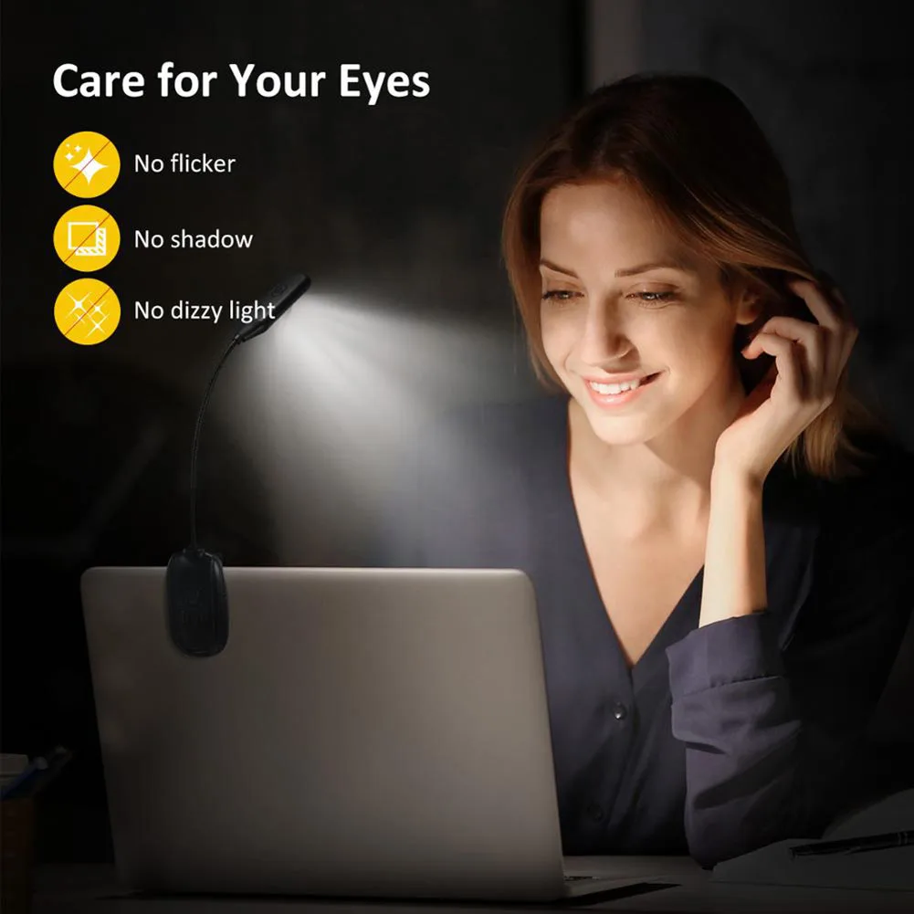 Перезаряжаемый светильник для чтения 7 светодиодов 9 уровней теплый и холодный