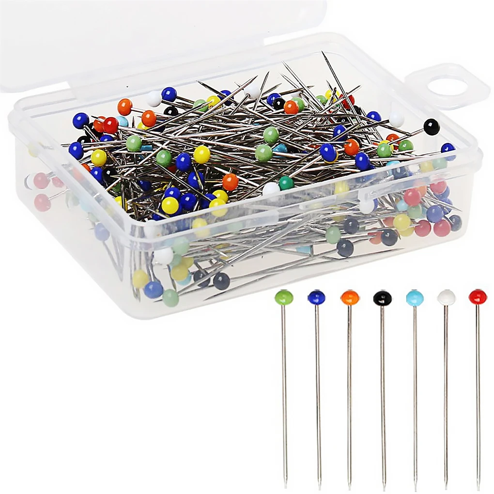 

250Pcs Glass Ball Head Pins Mixed Colors Straight Quilting Needles DIY Sewing Crafts Pins Sewing Supplies