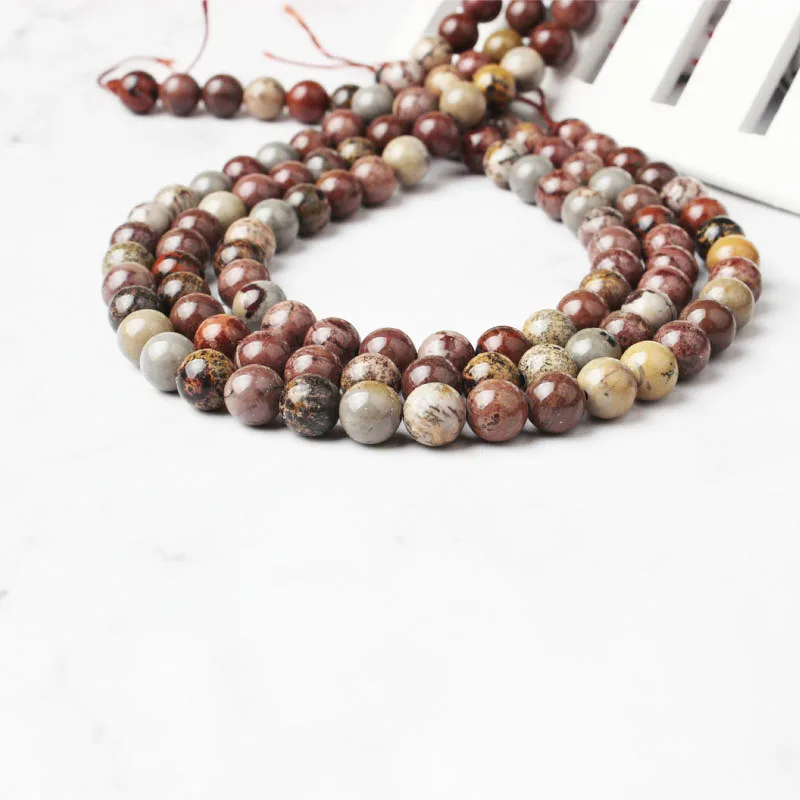 LanLi 6 8 10 12mm fashion NaturalJewelry Coloured Dinosaur stones scattered beads DIY Bracelet neckace Accessories make