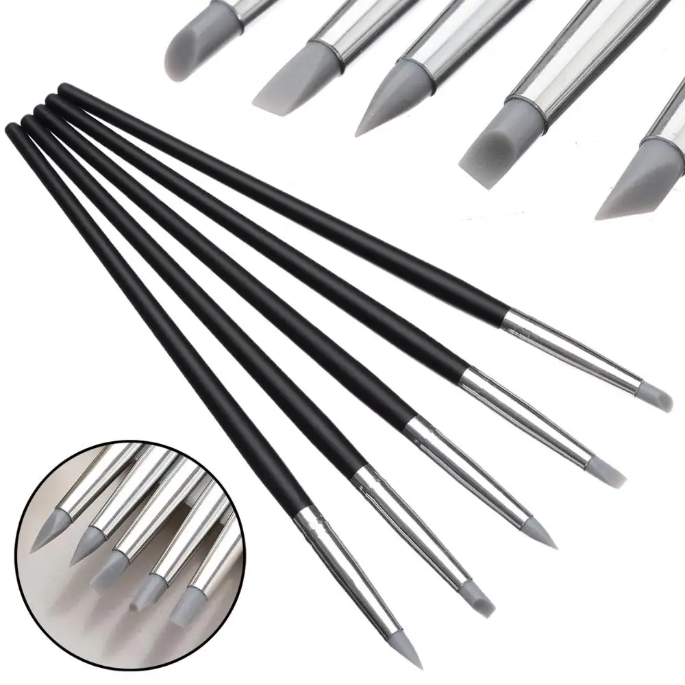 

Appropriative 5pcs/set Clay Sculpture Manicure Tools Soft Silica Gel Silicone Pen Nail