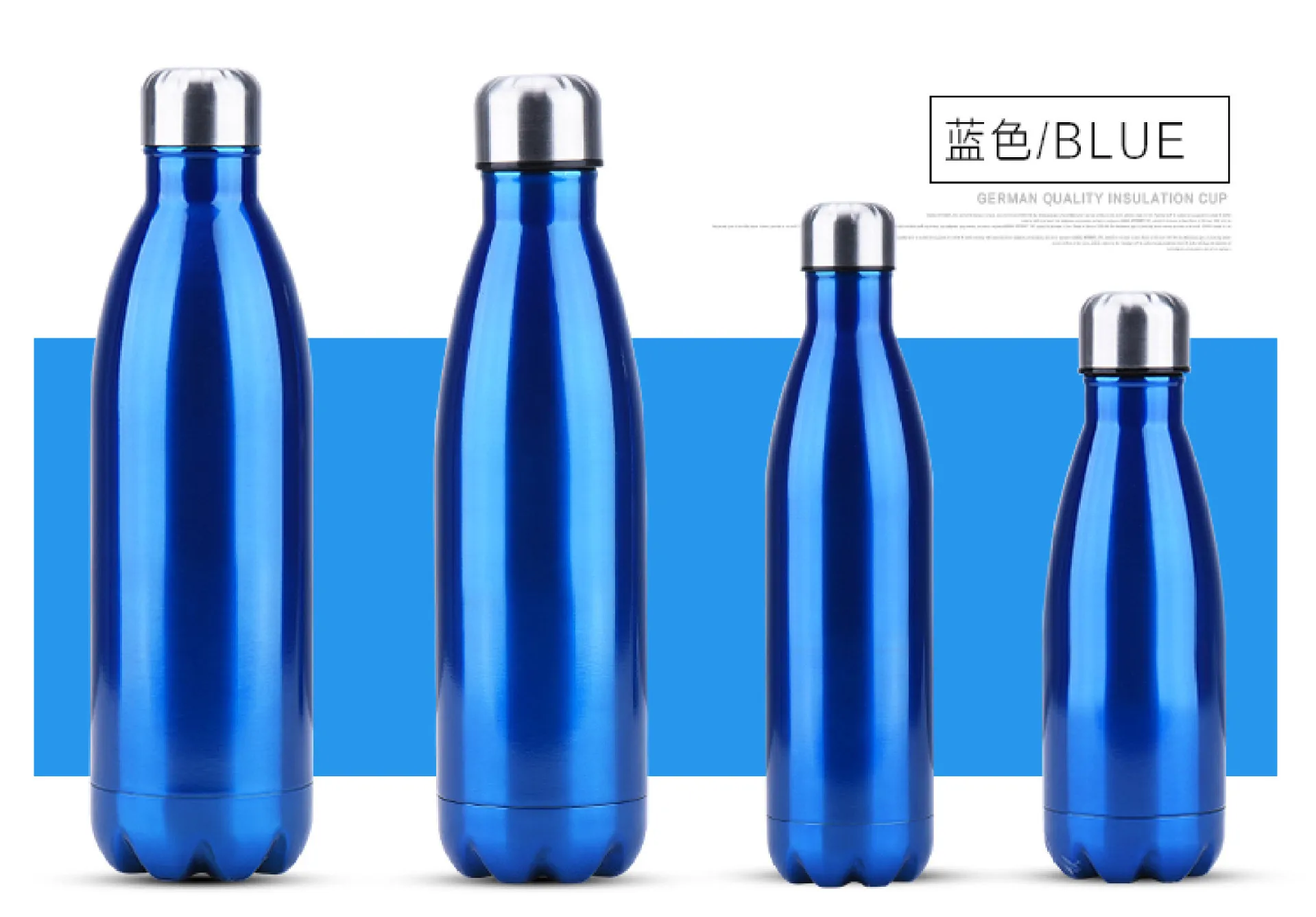 blue 350/500/750/1000 мл из нержавеющей стали, Сталь воды Термос изолированный термос с двойной стенкой Кола вода пивная бутылка для воды - Цвет: blue