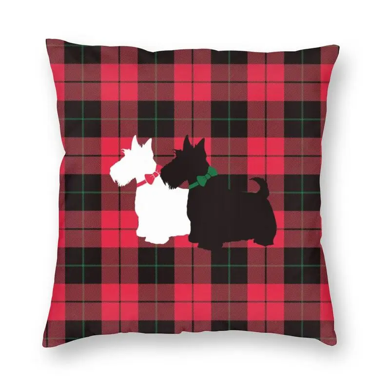 

Vogue Tartan Scottie Dog Square Throw Pillow Case Home Decorative 3D Double Side Printed Scottish Terrier Cushion Cover for Car